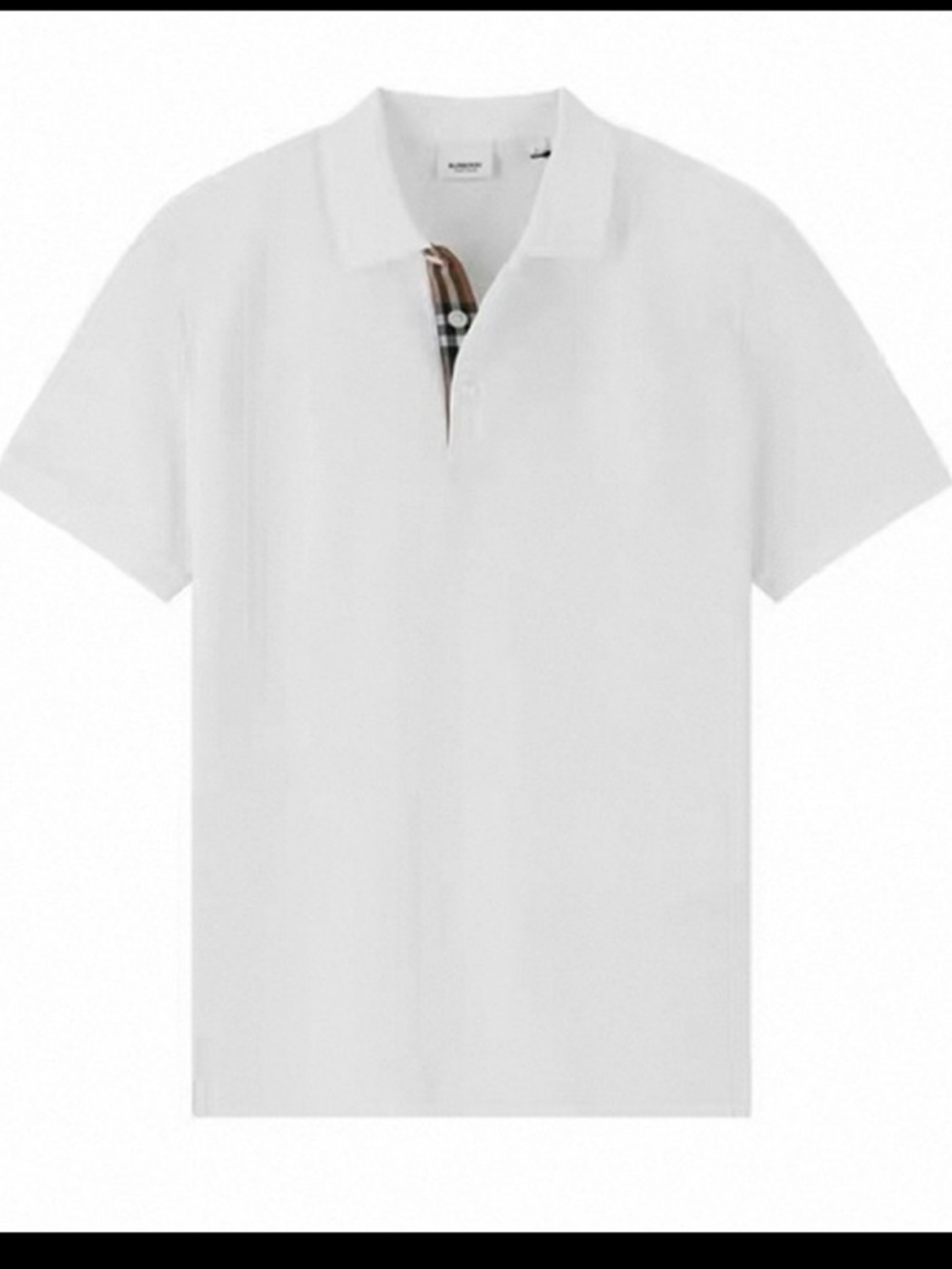 Burberry White Polo with Signature Check Placket